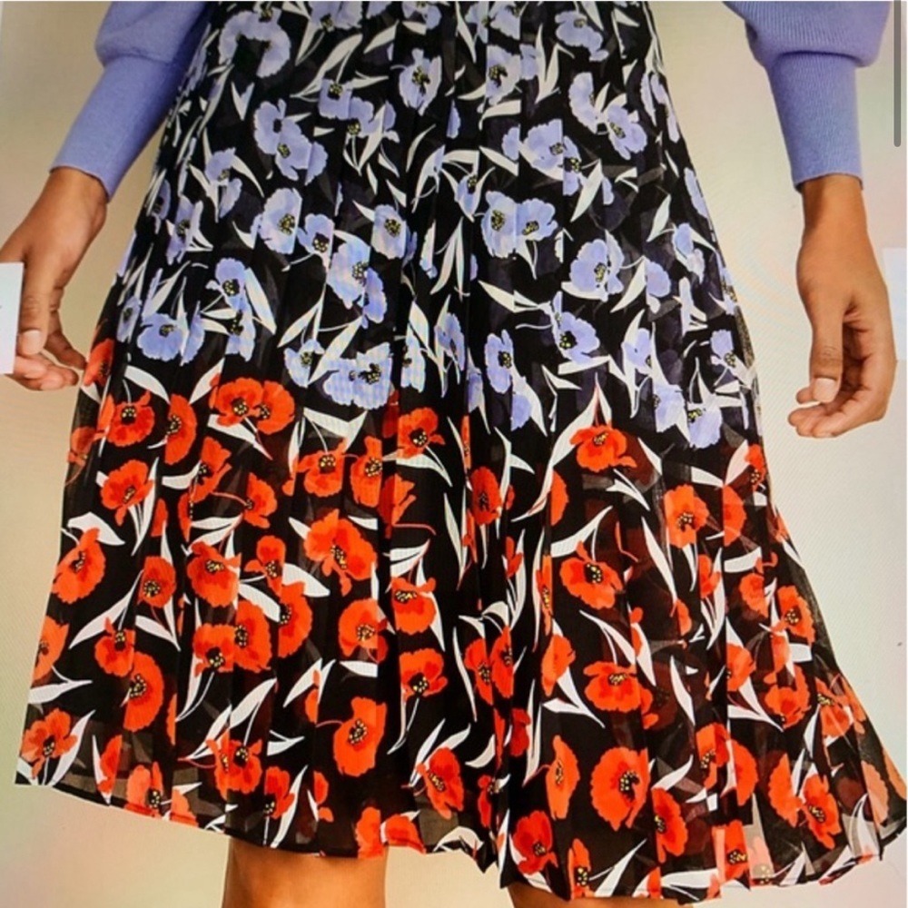 Ann Taylor Poppy Floral Chiffon Skirt